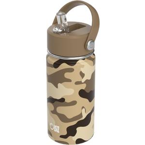 OISIZ Kids Water Bottle with Straw Lid 14oz, Vacuum Insulated 316 Stainless Steel Water Bottles for Kids for School, Leakproof Water Bottle, BPA Free and Keep Cold for 24 Hours (Army camouflage)