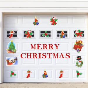 Merry Christmas Garage Door Magnets - 30Pcs All in One Weather Resistant Christmas Garage Door Decorations Set for Holiday Decor
