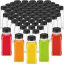 Mifoci 48 Pcs 6.7 oz Plastic Bottles with Caps Small Reusable Juice Containers with Lids Empty Clear Drink Containers for Fridge Mini Fridge Bottles for Water Milk Juicing Tea