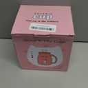 Cute Cat Cup Ceramic Coffee Mug with Kawaii Cat Wooden Lid, Lovely Stainless Steel Spoon, Anime Kitty Thicken Wooden Coaster, Christmas Birthday Cute Thing Japanese Mug 16oz (Pink)