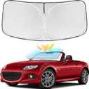 for Mazda MX-5 Miata Convertible 2016-2025 Windshield Sun Shade-4 Layers Car Sunshades for Front Windows Shade Custom Fit MX-5 Sun Visor 250T Retractable Shade Blocks UV Rays Car Accessories