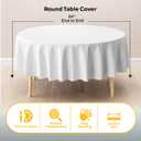 Exquisite 12-Pack Plastic Tablecloth 84 inch Round Value Pack Plastic Table Cover - White