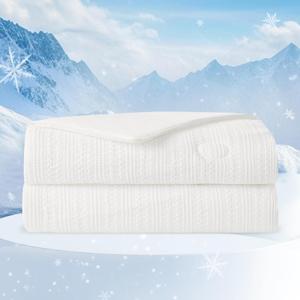 Amlie Home Waffle Cooling Comforter Twin Size, Q-Max 0.45 Reversible Lightweight Cooling Blanket for Hot Sleepers, Breathable Bedding for Night Sweats, 68"x90", White