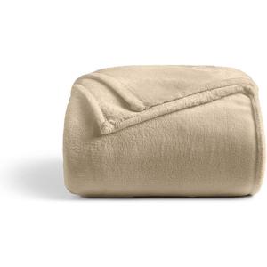 Cosy House Collection Everyday 1500 Series Fleece Blanket - Bedroom Essentials - All Season, Stays Fresh & Clean - Soft, Breathable & Skin-Friendly (Full/Queen, Tan)