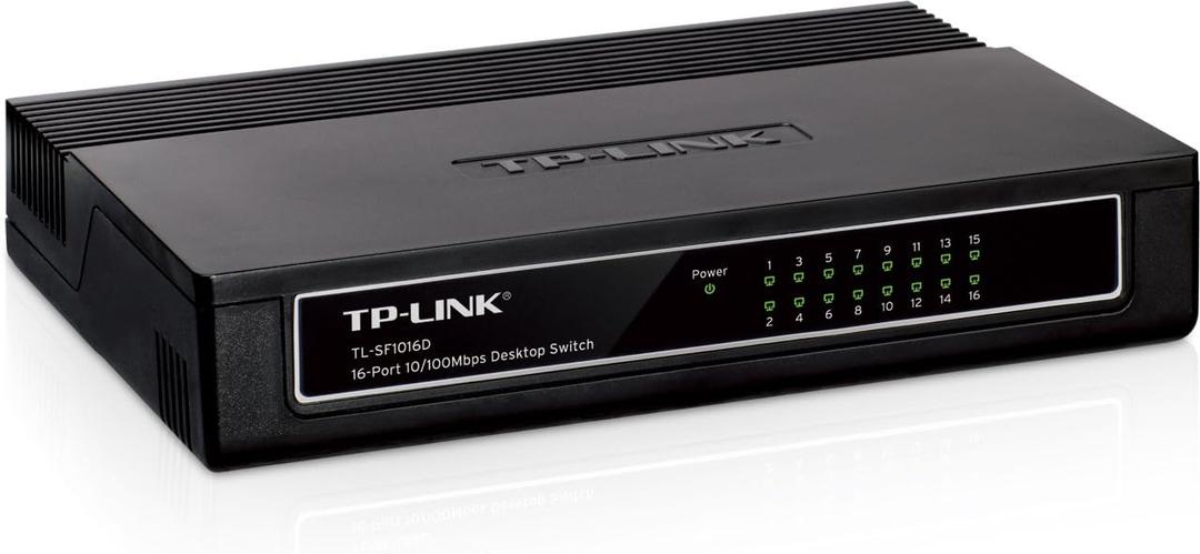 TP-Link 16 Port 10/100Mbps Fast Ethernet Switch , Desktop or Wall-Mounting , Plastic Case Ethernet Splitter , Unshielded Network Switch , Plug and Play , Fanless Quiet , Unmanaged (TL-SF1016D)
