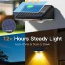 Solar Fence Lights Outdoor, 12 Pack IP65 Waterproof Fence Lights Solar Powered with Ultra-Bright LED Lens, 9 Color Modes, 12+ Hours Steady Glow for Deck/Backyard/Patio/Pool/Wall - Black