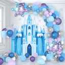 Snow Balloon Garland Arch Kit Princess Castle Backdrop Blue Purple Snowflake Balloons Garland Kit Winter Wonderland Princess Party Decorations for Girls Birthday Baby Shower Wedding Party Supplies