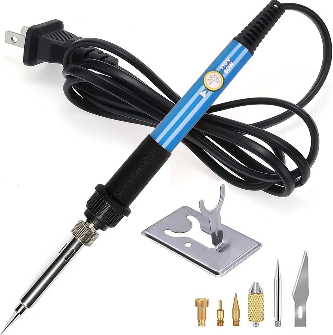 Wood Burning Kit, WoodBurning Tool Adjustable Temperature 200~450  Pyrography Kit for Adults Beginners (Bue)