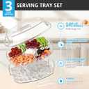 Ice Chilled Party Platter - 15'' Divided Serving Tray with Lid and 4 Compartments, Clear Fruit Trays for Serving for Party, Ideal Cold Chilled Serving Trays for Parties, Shrimp Cocktail, Etc