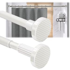 Tension Rod Adjustable Tension Curtain Rod Shower Curtain Rod No Drilling Spring Tension Curtain Rod Expandable Cupboard Bars for Window Closet Kitchen Non-Slip Never Rust(White,14'' - 19'')