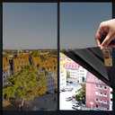 One Way Privacy Window Film,Premium PET Material,Daytime Reflective Heat Control Anti UV Door Sticker,Window Tint for Home Office Living Room,Mercury Blue,35.4 Inch x 6.5 Feet, Cosmic Black