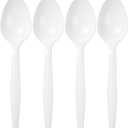 Classic Plastic Teaspoons (50 Count) - Durable White Plastic Spoons Heavy Duty, Premium Disposable Spoons for Weddings, Dinners, Everyday Flatware & Party Supplies (5.5" x 1.25")