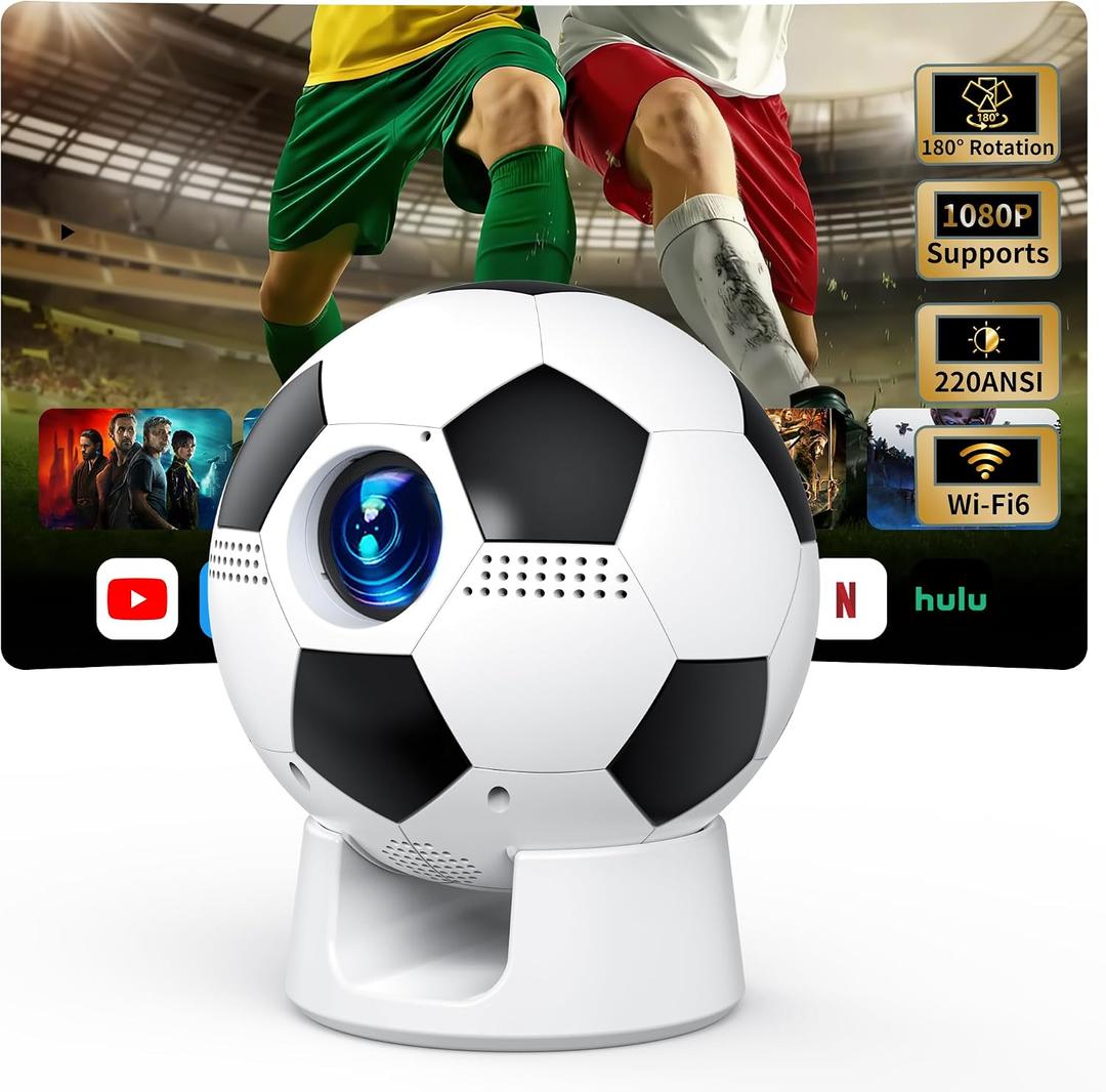 [Built in APP & Electric Focus] Smart Mini Projector with WiFi 6 & Bluetooth 5.4, Movie Projector for Bedroom Outdoor, Auto Keystone, 1080P Supported, Compatible with Smartphone HDMI USB