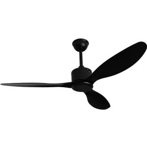 52-inch Ceiling Fan No Lights Remote Control, Low Profile 3 Blades, Energy Efficient Reversible DC Motor, Black