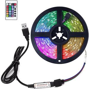 RGB Led Strip 16.4ft,5V USB Colorful 30LED S/M SMD 5050 Flexible Lights for TV Backlight Room Decor with 24 Keys Remote Controller