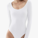 PUMIEY Women's Scoop Neck Long Sleeve Bodysuit Body-hugging Sexy Tops Smoke Cloud Collection Size XS
