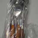 18/10 Stainless Steel Kitchen Utensils Set with Wooden Handle - 14 PCS Metal Cooking Tools & Serving Utensil, Large and Small Spoons Set - Whisk, Masher, Fork, Spatula, Turner, Ladle, Skimmer, Pasta