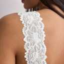 Women's V Neck Tank Top Sleeveless Lace Trim Slim Fit Basic Going Out Tops (White, L)