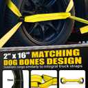 8 Point Roll Back Vehicle Wheel Tire Tie Down Straps Kit 3333LBS | 9999LBS Breaking Capacity, 2"x16' Tow Truck Flatbed Strap w/Chain Extension Ratchet, 2"x16" Short Tow Strap, Fit all vehicle