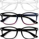 Blue Light Glasses for Woman Men | 99% Blue Light Blocking Glasses for Computer Gaming TV Phone Screen Square Frame | Anti Eyestrain & UV Glare Protection - 5 Pairs (5 Pack Mix Color-5)
