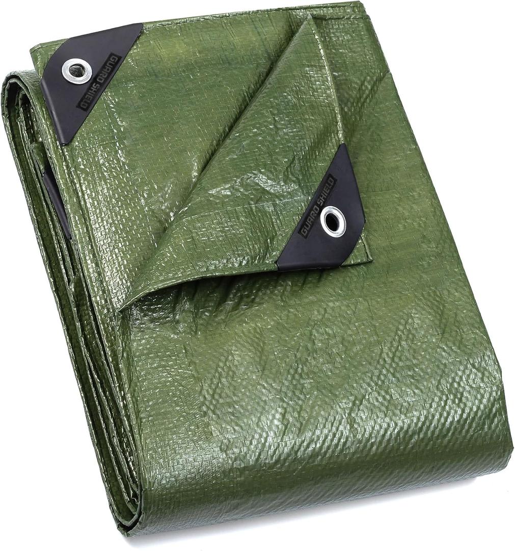 GUARD SHIELD Tarp Green 8x8 Feet Multi Purpose Waterproof Poly Tarp Cover 5mil