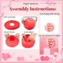 Red Paper Lanterns and Heart Hanging Fans Set, 6pcs Chinese Round Lanterns with 6pcs Heart Shaped Paper Fans & Banner for Wedding Bridal Shower Birthday Romantic Party Decorations