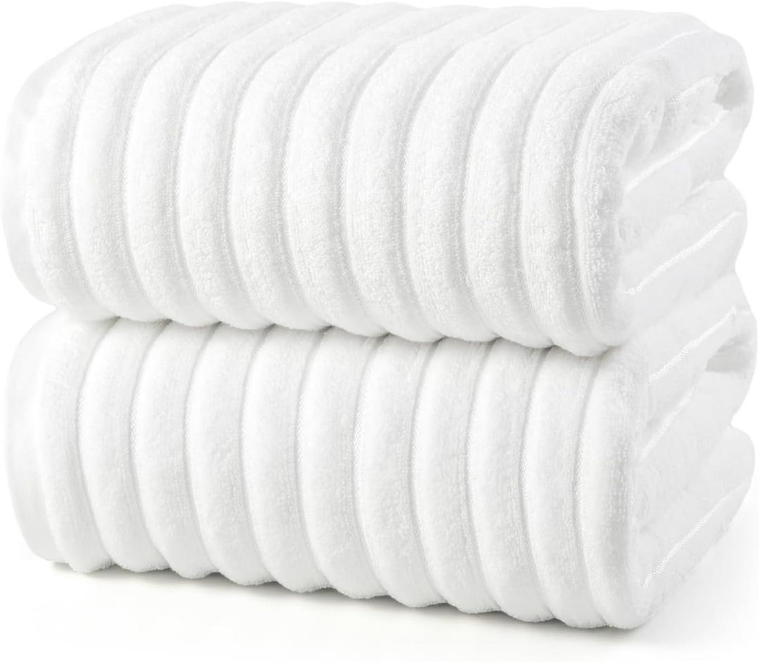 REDKISS 2 Pack Large Bath Towels 3163 inches, 100% Cotton, Super Soft and Absorbent, Quick-Dry Towels, Perfect for Bathroom,Plush Shower Towels-White