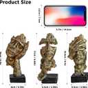 3 Pcs Thinker Statue, Silence is Gold Abstract Art Figurine, Modern Home Resin Decorative Objects Decor for Home Office Bookshelf Desktop,No Hear No See No Speak Knick Knacks