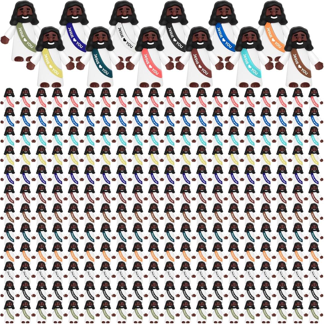 Draupnir 240PCS Little Jesus Figures Easter Black Mini Jesus Figurines in Bulk, Religious Jesus Loves You Figures Gift(Macaron,Jesus Love You)