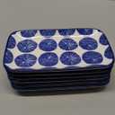 Selamica Rectangular Salad Plates, 7.1 Inch Dessert Plates Ceramic, Small Plates for Appetizer, Snack, Sushi, Fruit, Set of 6, Vintage Blue