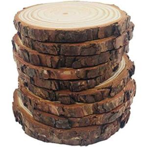 Unfinished Natural Wood Slices Wooden Circles with Tree Bark Log Discs for DIY Craft Rustic Wedding Ornaments