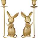 2 Pcs Christmas Mouse Reading Taper Candle Holders 8.25 Inches Cute Animal Candlestick Holders Dinner Metal Candle Stand Centerpiece Table Decorative Candlelight for Christmas Home Decoration