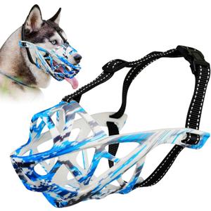 Dog Muzzle for Large Sized Dog - Medium Sized Dogs, Small Basket Muzzle to Prevent Biting - for Barking, Breathable, Allows Panting Drinking, Suitable for Grooming Training. (Blue, L)