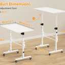 HOMIDEC Standing Desk, 32 Inch Portable Small Desk Adjustable Height, Rolling Home Office Desks with Wheels, Sit Stand Desk for Bedroom Walking Pad Home Office Small Space, White