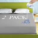 2 Pack Mattress Protector Twin Size 100% Waterproof Fitted Mattress Cover, Breathable Noiseless & Machine Washable Bed Cover Deep Pocket from 5" to 21", Bed Protector for Pets Kids Adults Dark Grey