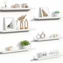 upsimples Floating Shelves for Wall, 23.6 Inch Shelves for Decor Storage Set of 6, Wall Mounted Wood Shelf for Bedroom, Living Room, Bathroom, Kitchen, Long Picture Ledge Shelves, White