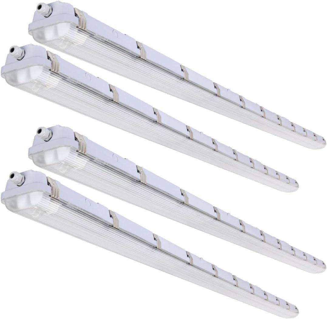 kadision 8FT LED Vapor Tight Light Fixture with 2X T8 Tubes, 100W 12500lm 5000K Daylight 100-277V, Surface Mount IP65 Waterproof Shop Light for Car Wash, Garage, Warehouse, 4-Pack