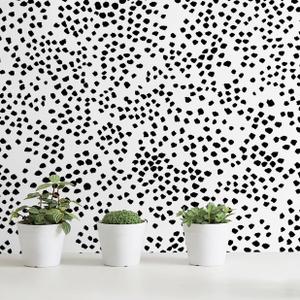 Safiyya Peel and Stick Wallpaper White and Black Contact Paper 17.3" x 197" Polka Dots Wall Paper Modern Boho Removable Self Adhesive Wallpaper Vinyl Rolls