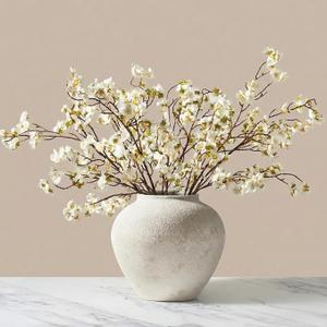 White Cherry Blossom Branches – 6 Pcs 33.5" Long Stem Artificial Flowers for Tall Vase, Premium Faux Silk Spring Decor, Realistic Fake Cherry Blossoms for Home, Wedding & Table Centerpieces