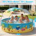 Foldable Swimming Pool with Canopy for Kids 78.7"x17.7" Hard Plastic Portable Dog Pool Anti-Slip Collapsible Large Kiddie Pool Indoor Outdoor Backyard (JellieMons 79'')