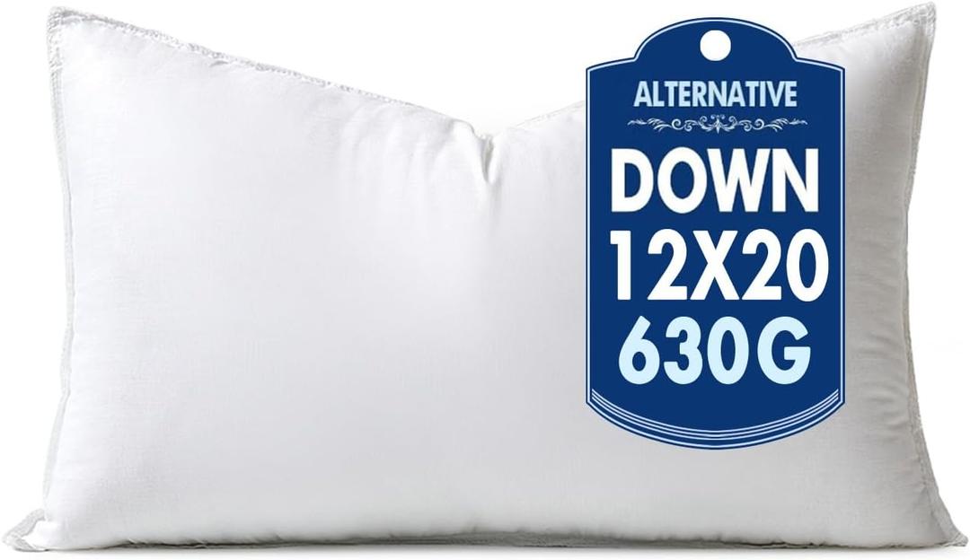 MIULEE 12x20 Down Alternative Pillow Insert Decorative Throw Pillow 12 x 20 Inch Body Bed Sleeping Ultra Soft Fluffy Form for Sofa Couch Bed