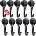 E BAVITE Swivel Swing Black Magnetic Hooks, 30lbs Strong Neodymium Magnet Hook with Epoxy Coating for Refrigerator, Cruise,BBQ Grill Tools, 2.36in in Length, Pack of 10