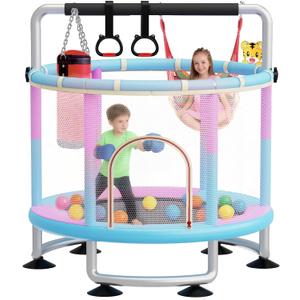 60" Toddler Trampoline for Kids,5FT Kids Trampoline for Toddlers 1-3,Upgrade Adjustable Kids Trampoline Indoor Outdoor,Mini Trampoline for Kids 2-5,500lbs Baby Small Trampoline with Net and Swing