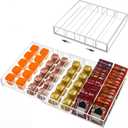 Expandable Acrylic Coffee Pod Holder Holds 35 to 70 Capsules or 105 Tea Bags, Compatible with Capsules Coffee Pod Tea Organizer Drawer Organizer 10 Adjustable Compartment