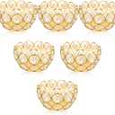 Potchen 6 Pcs Tea Light Candle Holders - Crystal Votive Candle Holders Tealight Jewel Bowl Stands Decorative Centerpiece for Wedding Party Home Table Decor (Gold)