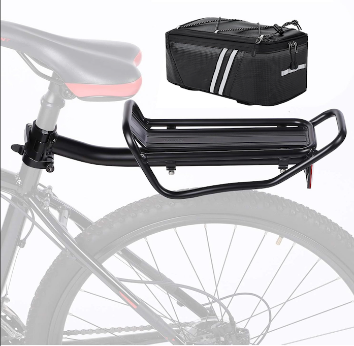 Rear Bike Rack with Quickly Release Camp,Retractable Aluminum Alloy Bicycle Cargo Rack,Thickened Frame and Main Tube for 26"-29" Frames Commuter Carrier,Max Weight 22lb,YONTUO