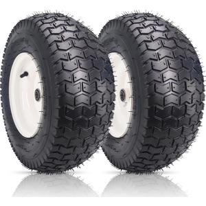 16x6.50-8" Lawn Mower Tires with Rim,4 Ply Tubeless with 3/4" Bearing, 3" Offset Hub for Riding Lawn Mower, Garden Trailer,Lawn Tractor (16x6.50-8-Tubeless with Rim)
