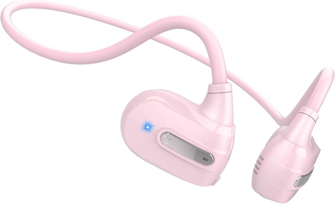 BANIGIPA Kids Headphones, Open Ear Headphones Comfortable for Teens Child Boys Girls, Wireless Bluetooth 5.4 Headset w/Mic for School/Tablet/Travel, 13g Ultra-Light, Protect Hearing, 10H Playtime (G03-Pink)