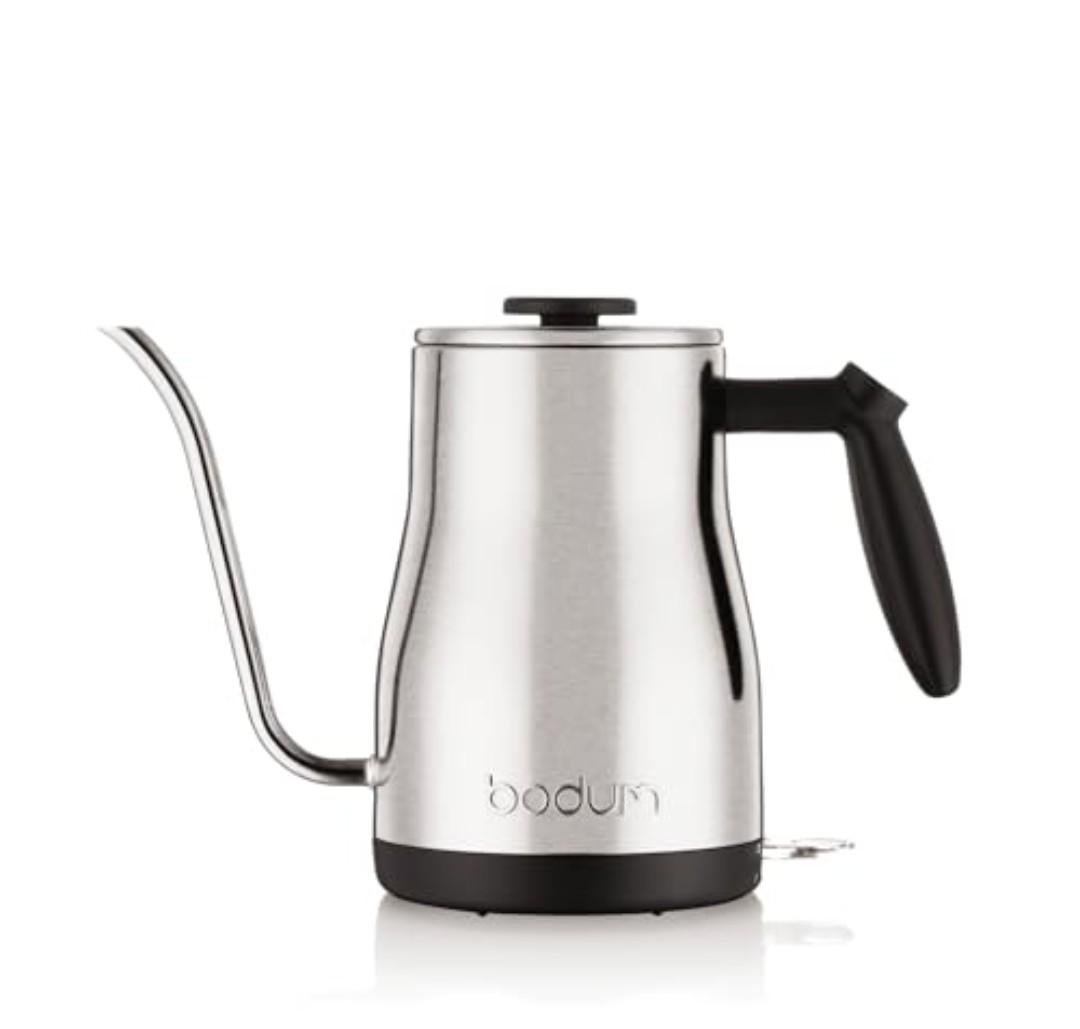 Bodum 34oz Bistro Gooseneck Electric Water Kettle, Pour Over Coffee & Tea, Brushed Stainless Steel