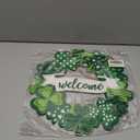 Wooden St. Patrick's Day Decoration Shamrock Door Wreath for Front Door Sign Wall Signs Shamrock Clover Spring Decoration, Irish Sign Welcome Hanging for Home Decor Party Outdoor Indoor Supply